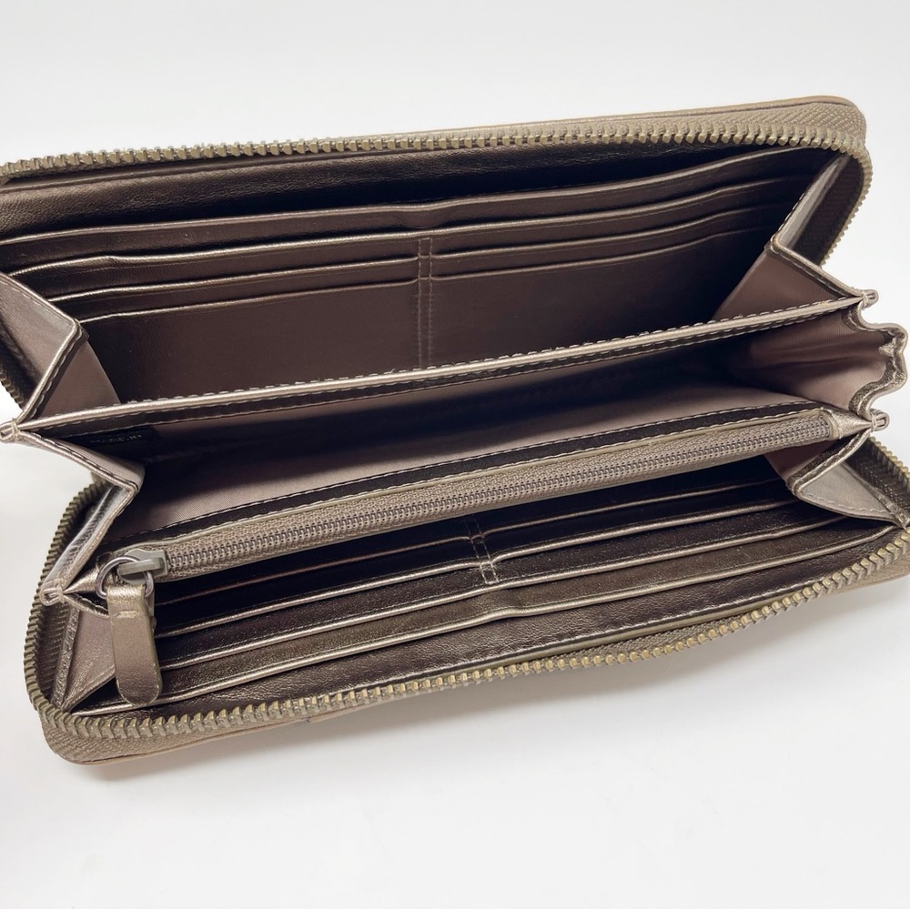 Coach Madison Accordion Zip Clutch Wallet Metallic Leather Card Organizer Large - Picture 10 of 14